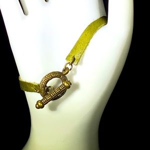 Army Green Leather Bracelet and Earrings Set